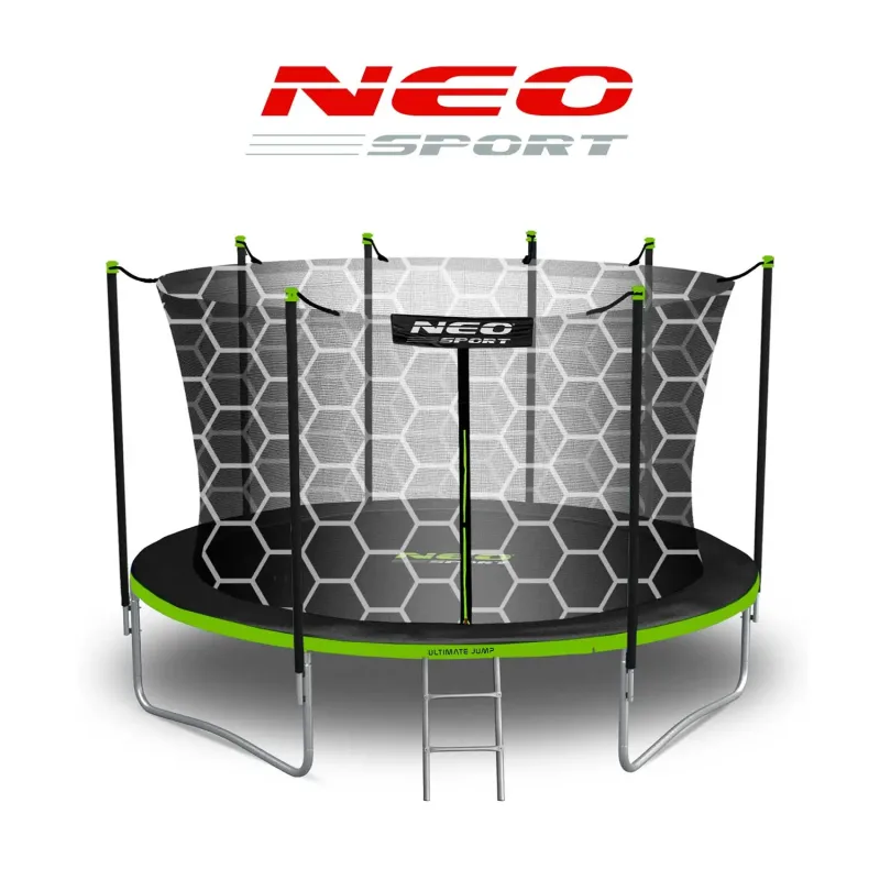 Батут Neo-Sport з внутрішньою сіткою 12 футів 374 см чорно-зелений Батут Neo-Sport з внутрішньою сіткою 12 футів 374 см чорно-зелений