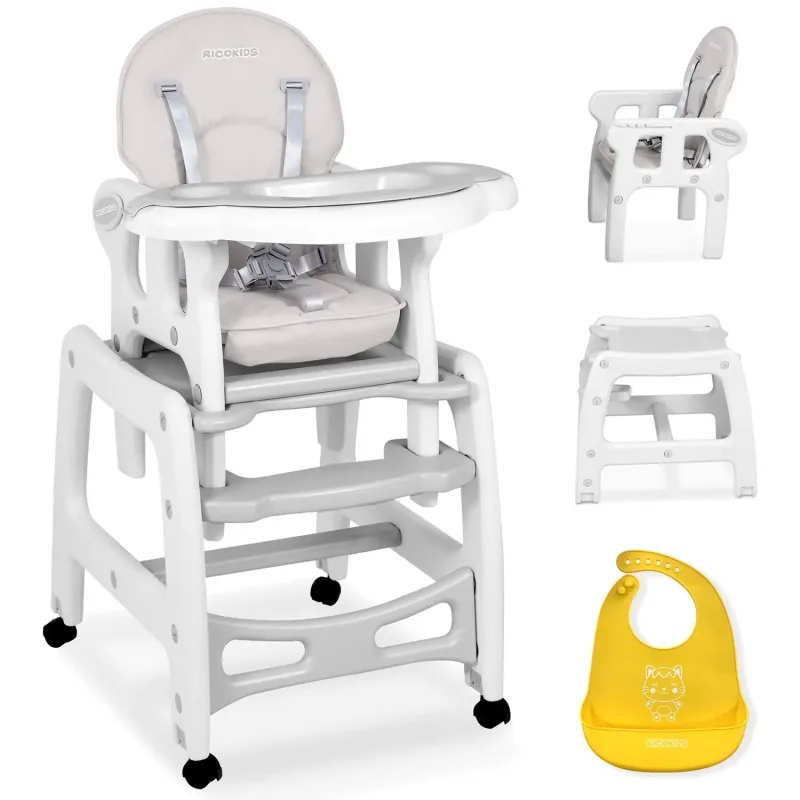 Стільчик для годування 5-в-1 Ricokids Sinco 57,5 х 104 см - сіро-білий
