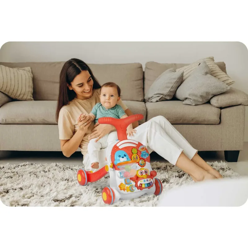 Каталка 2-в-1 інтерактивна Ricokids біло-червона Каталка 2-в-1 інтерактивна Ricokids біло-червона