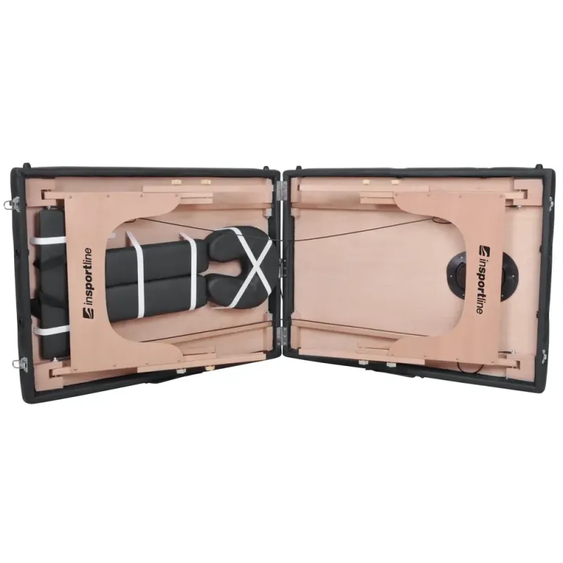 Масажний стіл inSPORTline Orashi 2-Section Wooden, чорний