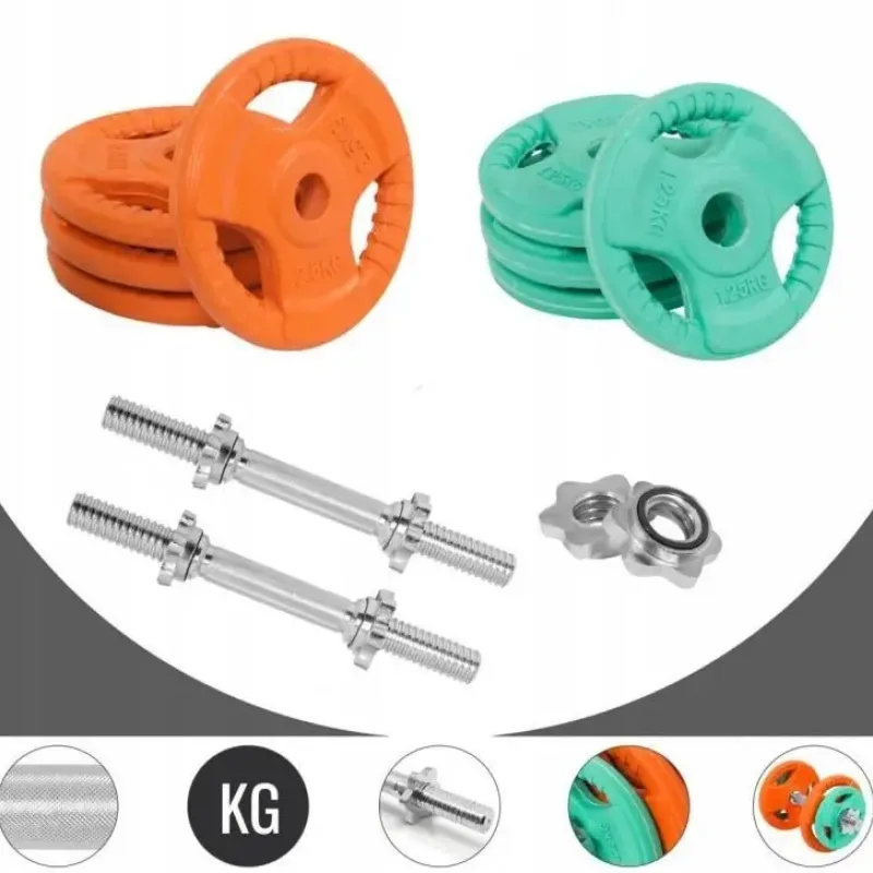 Гантелі розбірні Gorilla Sports 2 х 10 кг, різнокольорові