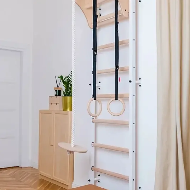 Шведська стінка BenchK 711W + A204 з аксесуарами, біла Шведська стінка BenchK 711W + A204 з аксесуарами, біла