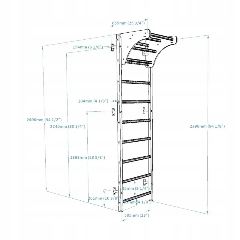 Шведська стінка BenchK 711W + A204 з аксесуарами, біла