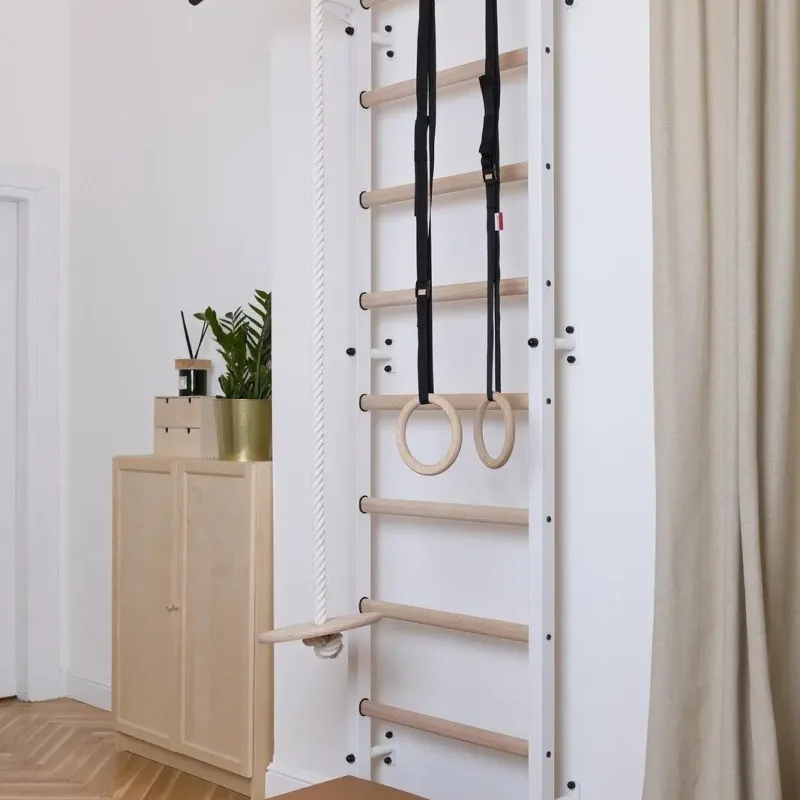 Шведська стінка BenchK 311W 240 x 67 см з аксесуарами, біла Шведська стінка BenchK 311W 240 x 67 см з аксесуарами, біла