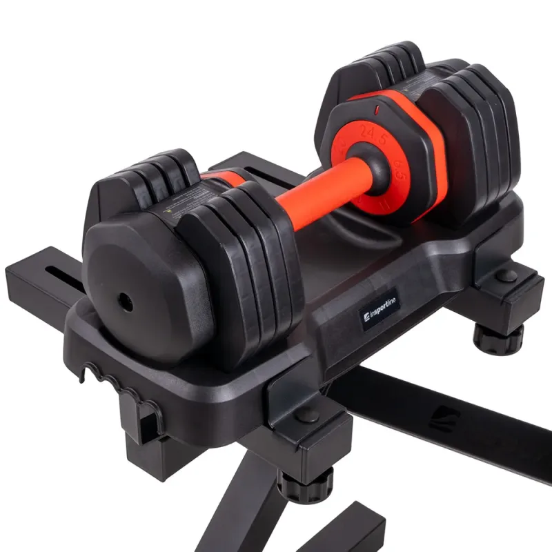 Регульований набір гантелей для однієї руки inSPORTline DuraBell® 2 x 6,5 – 24,5 кг із стійкою Регульований набір гантелей для однієї руки inSPORTline DuraBell® 2 x 6,5 – 24,5 кг із стійкою