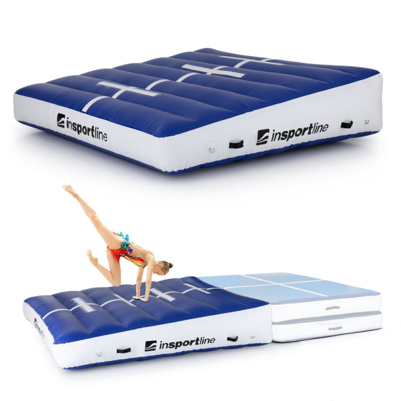 Килимок надувний гімнастичний inSPORTline Airincline 200x200 см, біло-синій