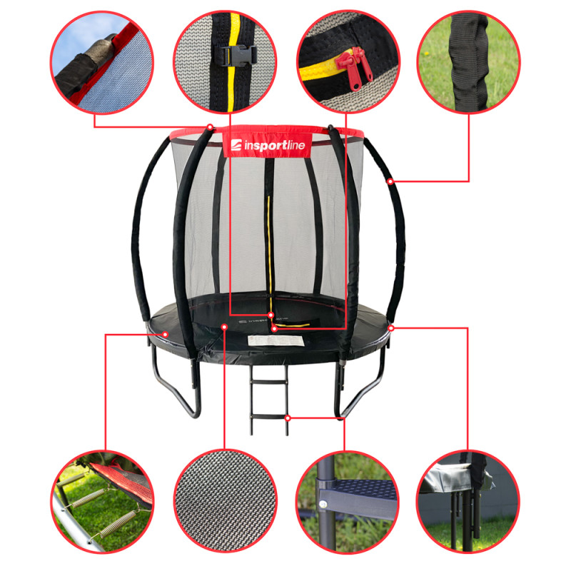 Батут inSPORTline Flea PRO з внутрішньою сіткою 183 см чорний