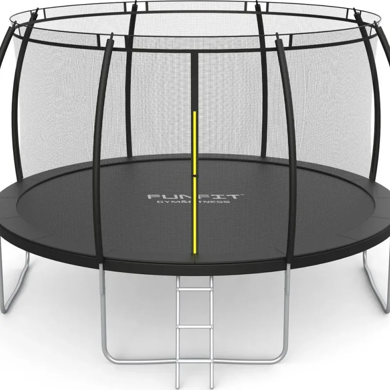 Батут Funfit 3121 з зовнішньою сіткою 12 футів 374 см чорний