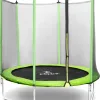 Батут Gymrex GR-TR03 з зовнішньою сіткою 8 футів 244 см чорно-зелений