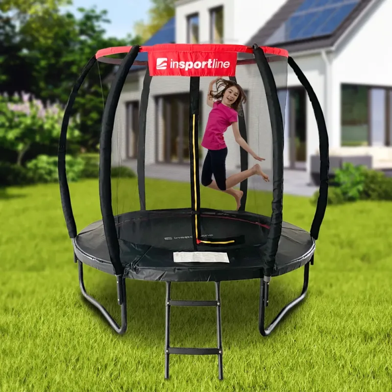 Батут inSPORTline Flea PRO з внутрішньою сіткою 183 см чорний