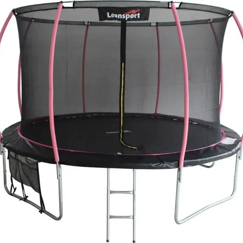Батут Lean Sport 8341 з внутрішньою сіткою 12 футів 366 см чорно-рожевий