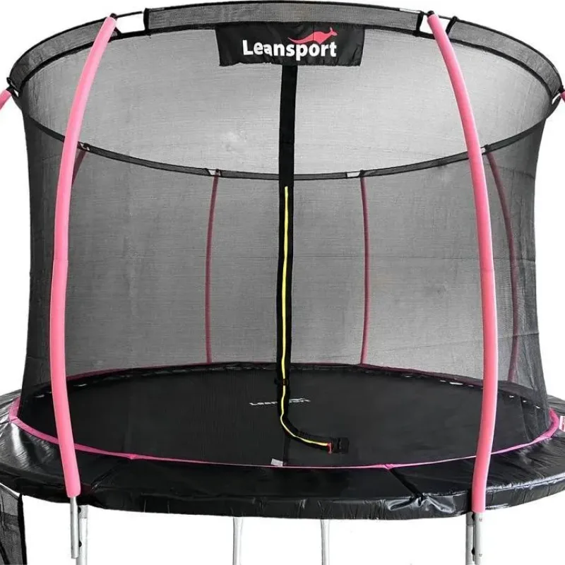 Батут Lean Sport 8341 з внутрішньою сіткою 12 футів 366 см чорно-рожевий