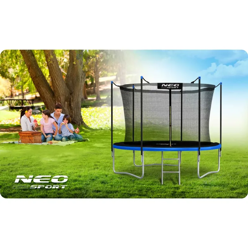 Батут Neo-Sport NS-06W241 з зовнішньою сіткою 6 футів 183 см чорно-синій