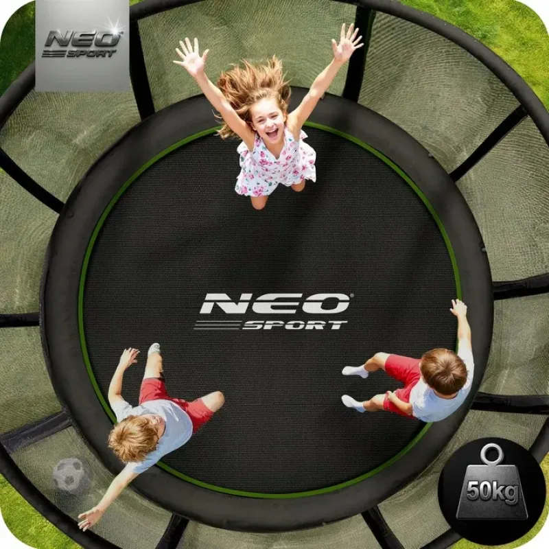 Батут Neo-Sport NS-06Z231 з зовнішньою сіткою 6 футів 183 см, чорно-зелений