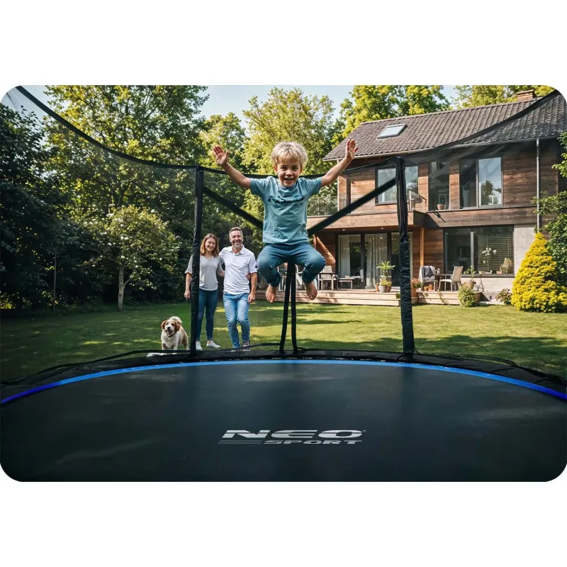 Батут Neo-Sport NS-08Z221 з зовнішньою сіткою 8 футів 252 см чорно-синій