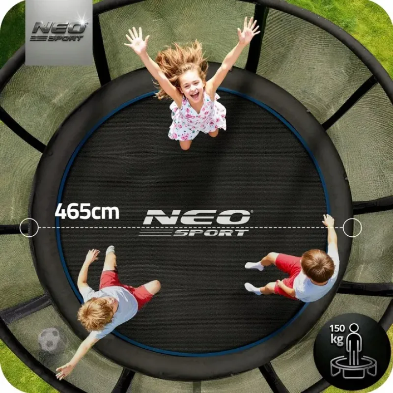 Батут Neo-Sport NS-15Z221 з зовнішньою сіткою 15 футів 465 см, чорно-синій Батут Neo-Sport NS-15Z221 з зовнішньою сіткою 15 футів 465 см, чорно-синій