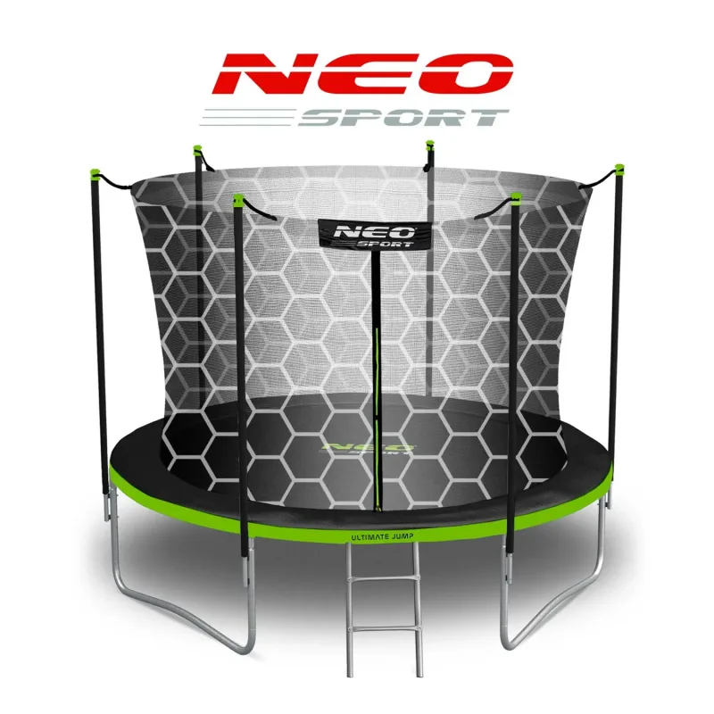Батут Neo-Sport з внутрішньою сіткою 8 футів 252 см чорно-зелений
