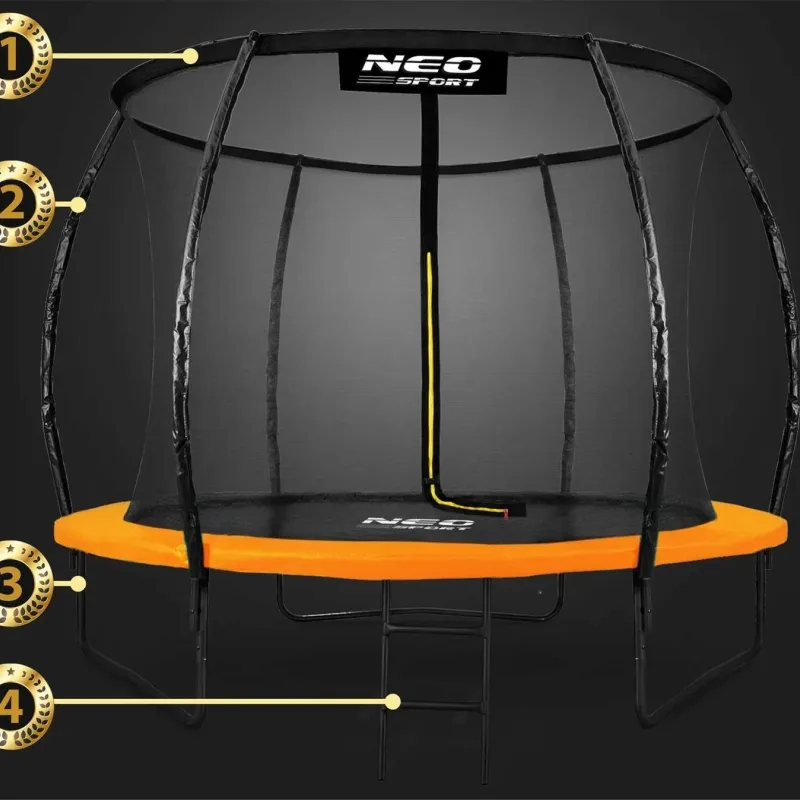 Батут Neo-Sport з внутрішньою сіткою 8,5 футів 252 см чорно-помаранчевий Батут Neo-Sport з внутрішньою сіткою 8,5 футів 252 см чорно-помаранчевий
