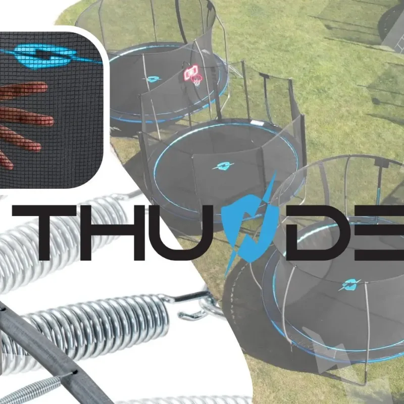 Батут THUNDER OUTSIDE PRO з зовнішньою сіткою 8 футів 244 см чорно-блакитний Батут THUNDER OUTSIDE PRO з зовнішньою сіткою 8 футів 244 см чорно-блакитний