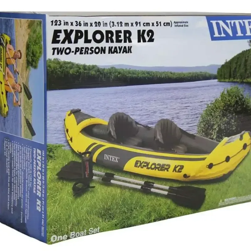Каяк надувний Intex EXPLORER K2 312 x 91 x 51 см, жовто-сірий Каяк надувний Intex EXPLORER K2 312 x 91 x 51 см, жовто-сірий