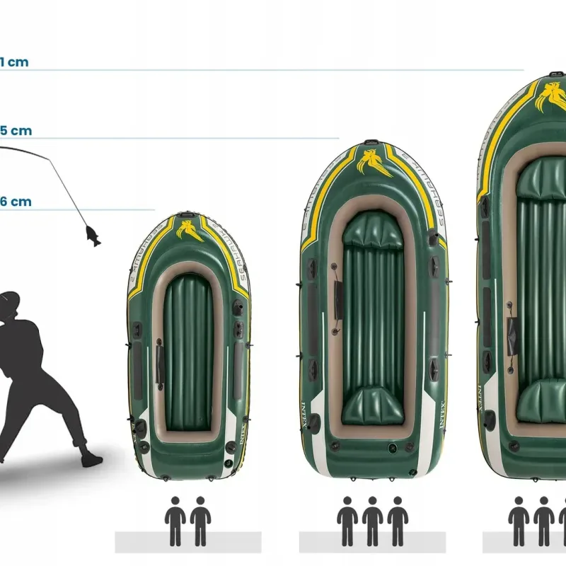 Човен надувний Intex Seahawk 4 351 x 145 x 48 см, зелений Човен надувний Intex Seahawk 4 351 x 145 x 48 см, зелений