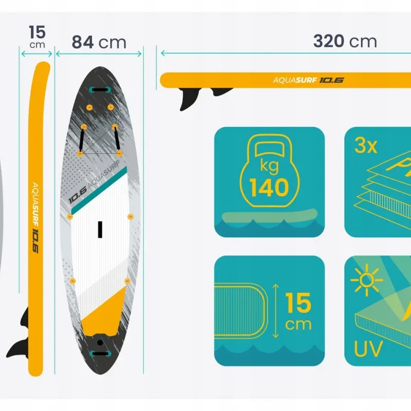 Надувна SUP дошка (Сапборд) Neo-Sport 170205 Aquasurf 320 х 84 х 15 см