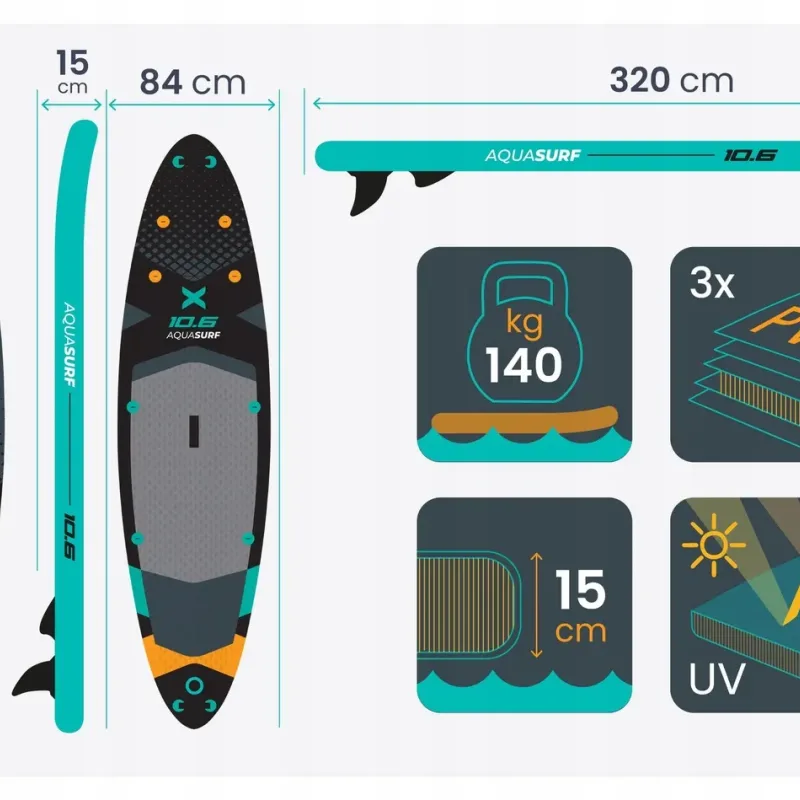 Надувна SUP дошка (Сапборд) Neo-Sport 170207 Aquasurf 320 х 84 х 15 см