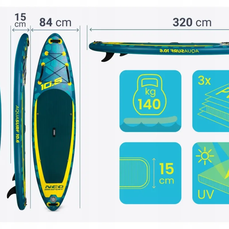 Надувна SUP дошка (Сапборд) Neo-Sport 170213 Aquasurf 320 х 84 х 15 см