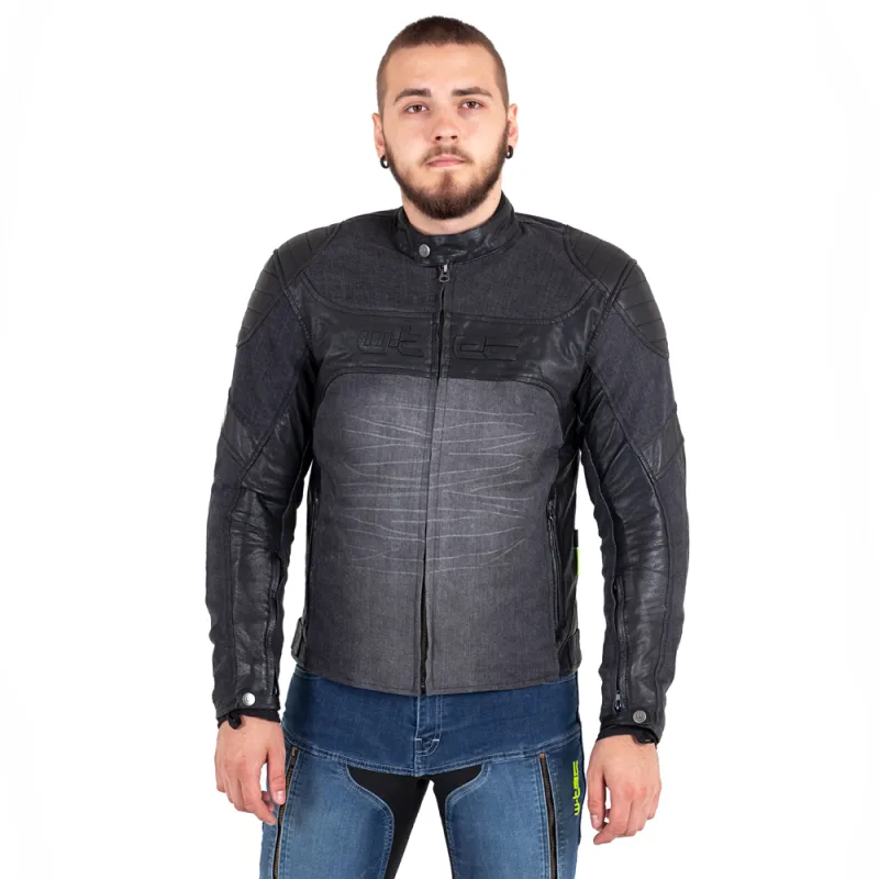 Шкіряно-джинсова мото-куртка W-TEC Metalgy - розмір 6XL / чорна Шкіряно-джинсова мото-куртка W-TEC Metalgy - розмір 6XL / чорна