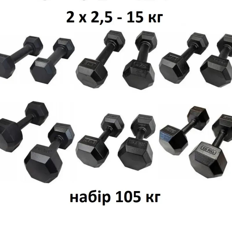 Гателі шестигранні чавунні Kawmet 105 кг