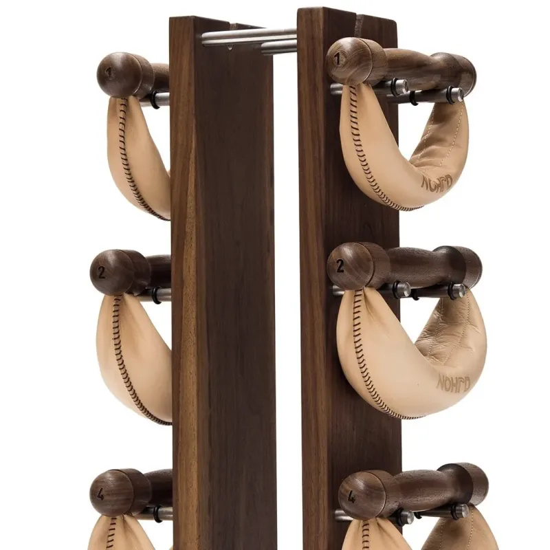 Стійка з гантелями NOHRD Classic Nature Walnut Leather 2-8 кг Стійка з гантелями NOHRD Classic Nature Walnut Leather 2-8 кг