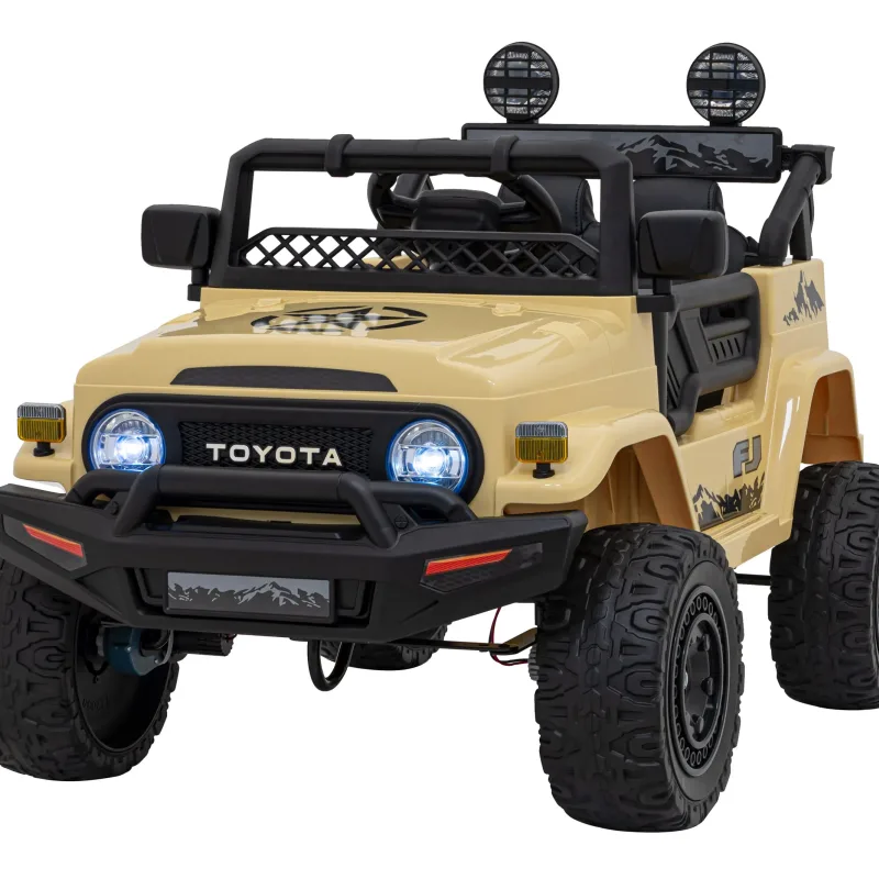 Toyota FJ Cruiser для дітей бежевий + пульт дистанційного керування + повний привід + LED аудіо + EVA + Free Start Toyota FJ Cruiser для дітей бежевий + пульт дистанційного керування + повний привід + LED аудіо + EVA + Free Start