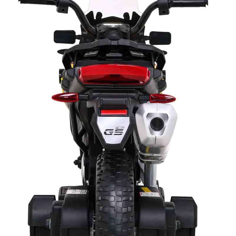 Дитячий акумуляторний мотоцикл BMW F850 GS Жовтий + Опорні колеса + Аудіо LED + Free Start + EVA