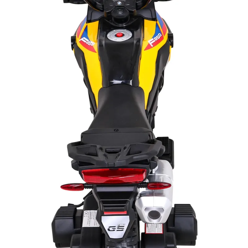 Дитячий акумуляторний мотоцикл BMW F850 GS Жовтий + Опорні колеса + Аудіо LED + Free Start + EVA