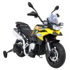 Дитячий акумуляторний мотоцикл BMW F850 GS Жовтий + Опорні колеса + Аудіо LED + Free Start + EVA