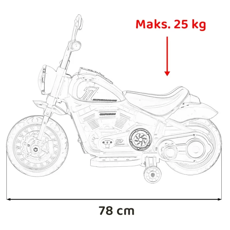 Дитячий акумуляторний мотоцикл Чоппер FASTER Білий + FM Радіо + Аудіо панель + LED