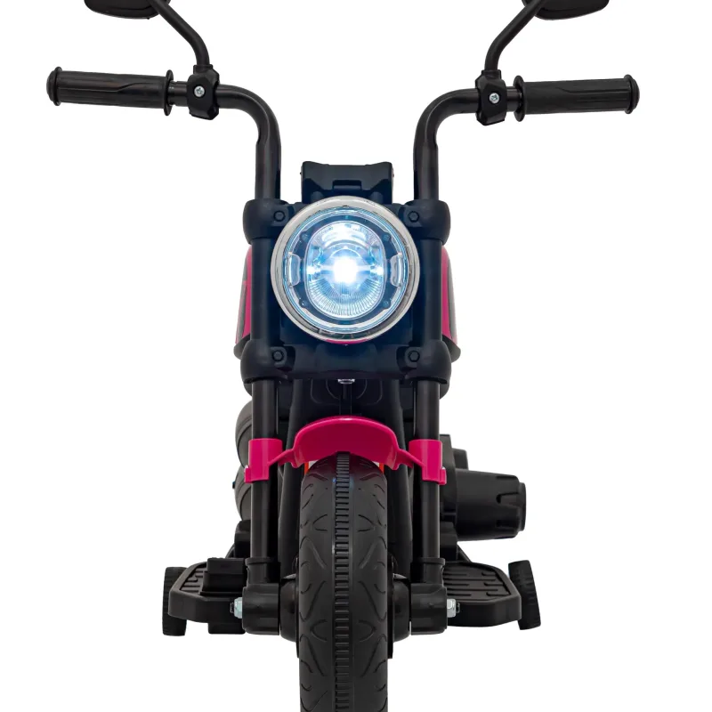 Дитячий акумуляторний мотоцикл Чоппер FASTER Рожевий + FM радіо + Аудіо панель + LED