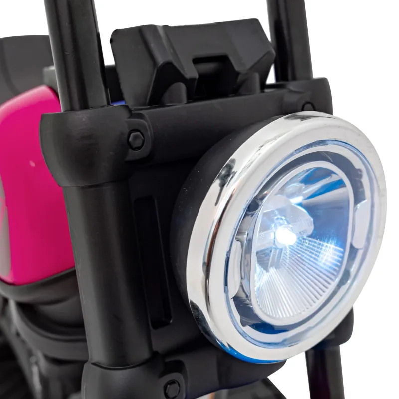 Дитячий акумуляторний мотоцикл Чоппер FASTER Рожевий + FM радіо + Аудіо панель + LED