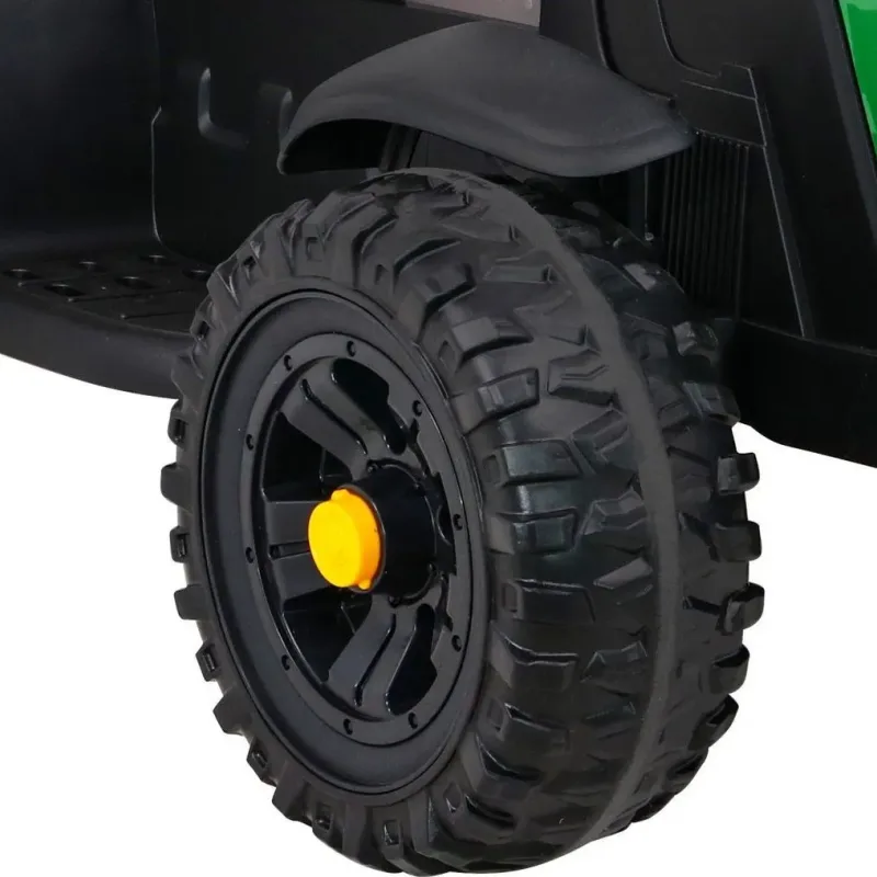 Дитячий акумуляторний трактор, титановий із причепом Зелений Дитячий акумуляторний трактор, титановий із причепом Зелений
