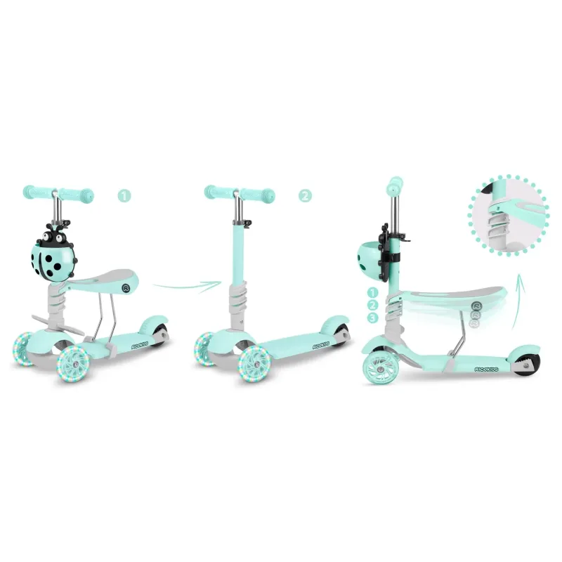 Дитячий самокат триколісний Ricokids Buggy м'ятний