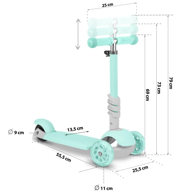 Дитячий самокат триколісний Ricokids Buggy м'ятний