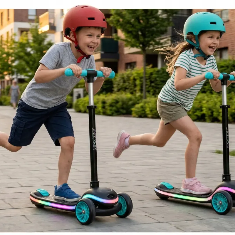 Дитячий самокат триколісний Ricokids Leddi чорно-бірюзовий Дитячий самокат триколісний Ricokids Leddi чорно-бірюзовий