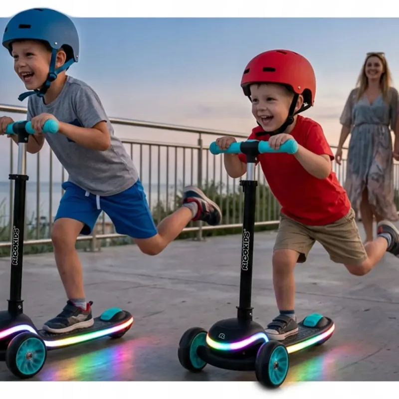 Дитячий самокат триколісний Ricokids Leddi чорно-бірюзовий Дитячий самокат триколісний Ricokids Leddi чорно-бірюзовий