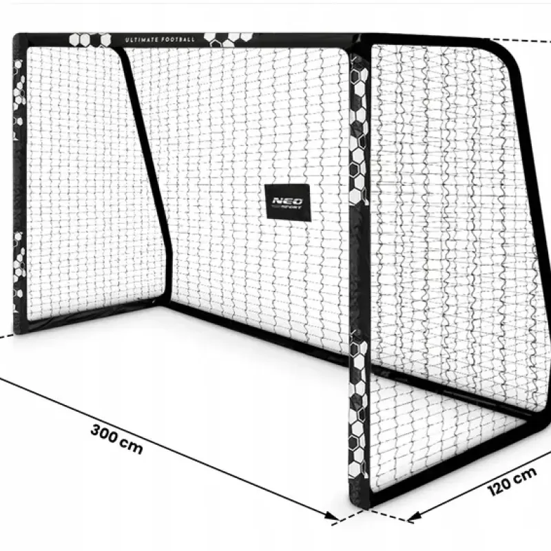 Ворота футбольні Neo‑Sport Hexagon NS‑472 300 х 200 х 120 см, чорні