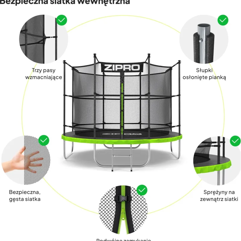 Батут Zipro Jump Pro із внутрішньою сіткою 8FT (252 см) Батут Zipro Jump Pro із внутрішньою сіткою 8FT (252 см)