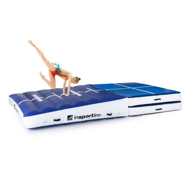 Килимок надувний гімнастичний inSPORTline Airincline 200x200 см, біло-синій