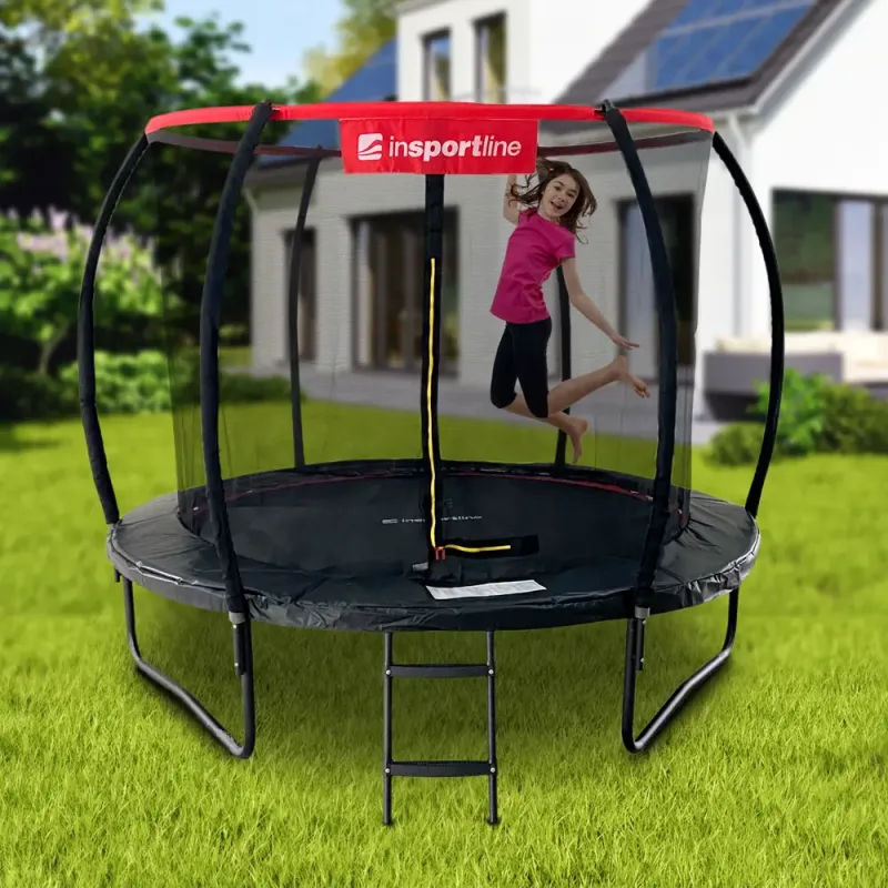 Батут inSPORTline Flea PRO з внутрішньою сіткою 244 см чорний