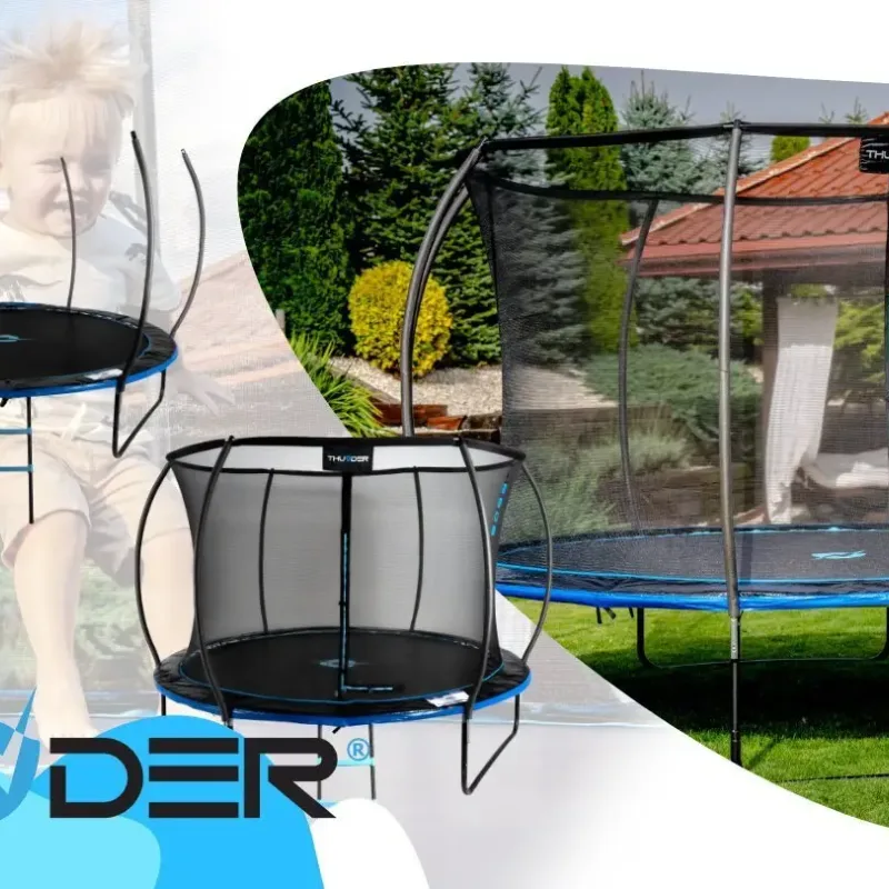Батут THUNDER INSIDE ULTRA з внутрішньою сіткою 12 футів 366 см чорно-блакитний Батут THUNDER INSIDE ULTRA з внутрішньою сіткою 12 футів 366 см чорно-блакитний