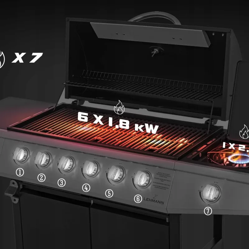Газовий гриль LEHMANN VEGAS 12.8 kW 33.5 см x 72 см