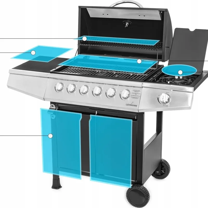 Газовий гриль LEHMANN VEGAS 12.8 kW 33.5 см x 72 см